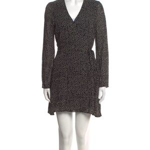 Reformation Black Printed Long-Sleeve Wrap Dress